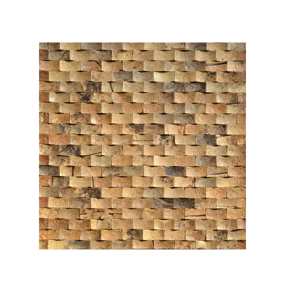 Großhandel guten Preis Wand paneele Fliesen Kokosnuss schale Mosaik Wand kunst 300*300mm Holz Mosaik für TV Hintergrund wand