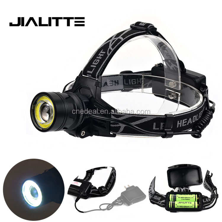 Jialitte H017 חיצוני עמיד למים COB Led פנס אלומיניום כפול אור מקורות CREES T6 נטענת LED פנס