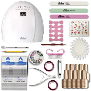 2020 nouveautés kit de manucure kit de vernis à ongles gel de soin des ongles avec 54w led lampe à ongles uv sèche-ongles tampon tampon de suppression de fichiers