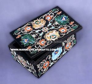 Boîte à bijoux rectangulaire en marbre noir décoratif, luxueuse, faite à la main, polie et durable - Product Image 1