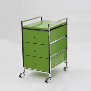 3-Tier Metal Chrome & Brown Classic Home Storage <b>Trolley</b> with <b>Drawers</b> - Product Image 4
