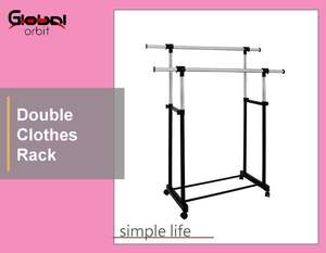 Coat Hanger Stand Storage Metal Laundry Double Clothes Rail Rack With <b>Shelf</b> - Product Image 6