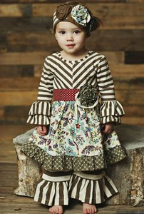 Ultimo disegno in maglia di cotone autunno articolo polka dot volant pantaloni bulk commercio all'ingrosso boutique di abbigliamento per bambini Senape Torta di Rifare - Product Image 2