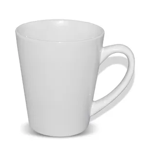 Sunmeta ขายส่ง 12oz ถ้วยเซรามิกทรงกรวยแก้วกาแฟระเหิดสีขาวเปล่า