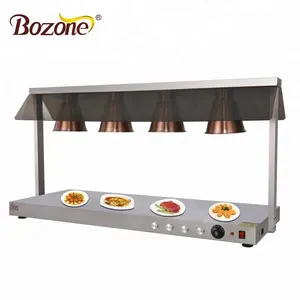 China Stainless Steel Buffet Warmer Lamp With 4 Light Head Dish Warming Lamps Heating Food Heat Warmer Lamp for Sale