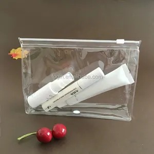 Bolsa transparente de pvc para cosméticos, saco transparente de plástico com zíper