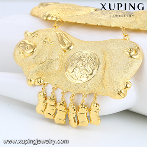 Xuping dubai 24K color oro estilo <span class=keywords><strong>inimitable</strong></span> y único brazalete, anillo aretes y collar set de joyas para mujeres - Product Image 4