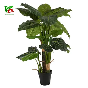 การจำลองสูง1.35M ตกแต่งบ้านต้นไม้ Alocasia Macrorrhiza ประดิษฐ์