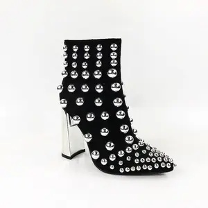 New fashion rhinestones ankle winter boots pointed toe high heel ladies boots