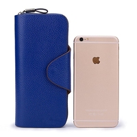 Dompet Kulit Lipat Tiga Pemblokir RFID Besar Dompet Clutch Wanita Ritsleting