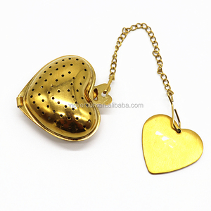 Colador de té de acero inoxidable chapado en oro, corazón, filtro de té, corazón Infusor de té - Product Image 3