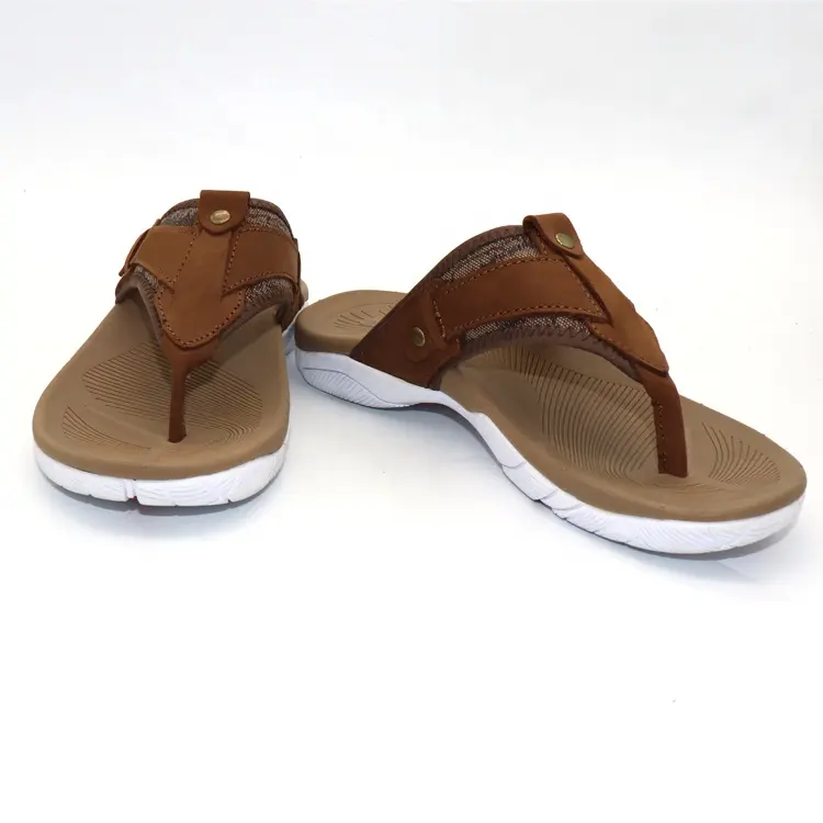 Men's Summer Beach Leather Sandals Fashion Plain Slide Sandal Men Genuine Leather Slippers