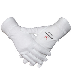 Seeway White Cotton Knitted Full Fashion Slip-On & Snap Wrist Cuff Parade Gloves