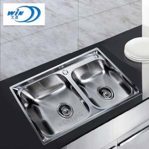 Sumideros para cocinas pequeñas lavadora precios plato doble fregadero de acero inoxidable cubo de basura - Product Image 2