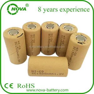 Ni cd batteria ricaricabile sc 1.2v 1500mah batterie ricaricabili schede di saldatura