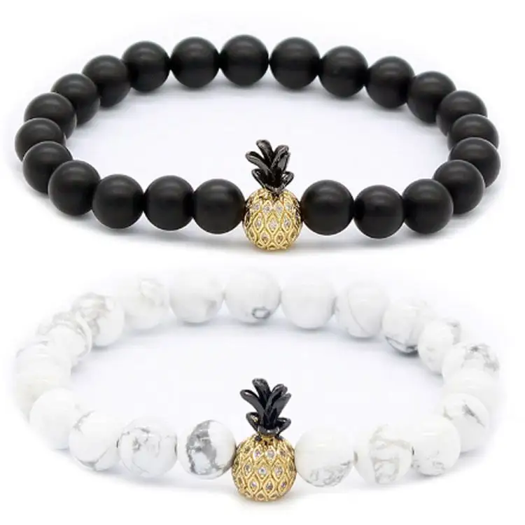 Csja — Bracelet à breloque en forme d'ananas, en pierre naturelle, Micro pavé CZ, pour Couples, bijoux d'été, tendance, 4 modèles disponibles, collection 2021