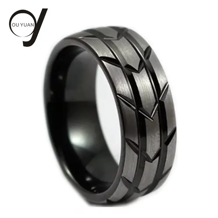 Bague camouflage pour hommes, bagues de mariage en carbure de tungstène noir, grand anneau de fiançailles à rainurage,