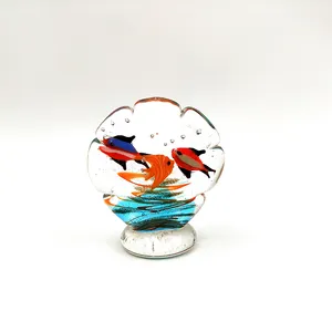 现代设计美丽的玻璃海洋鱼桌饰品小雕像