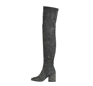 <span class=keywords><strong>Botas</strong></span> de piel por encima de la rodilla para <span class=keywords><strong>mujer</strong></span>, estilo italiano, piel auténtica, esbelta - Product Image 4