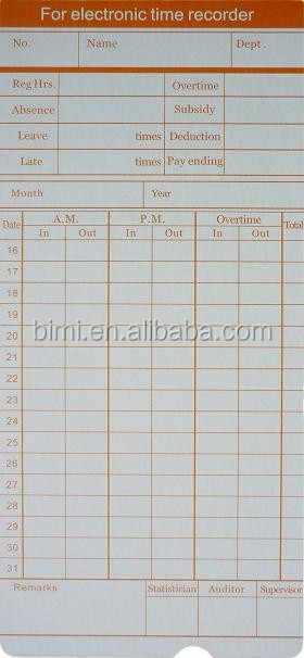 For Time Recorder Use Time Cards/ Punch Paper Cards