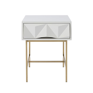 Modern Bedroom White Metal <strong>Gold</strong> <strong>Bedside</strong> <strong>Table</strong> with 1 Drawer - Product Image 1