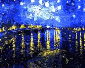 Kits de peinture par numéros star <span class=keywords><strong>Night</strong></span> Over the <span class=keywords><strong>Rhone</strong></span> de <span class=keywords><strong>van</strong></span> <span class=keywords><strong>gogh</strong></span>, œuvres d'art encadrées - Product Image 2