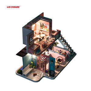 <span class=keywords><strong>Maison</strong></span> de poupée miniature <span class=keywords><strong>en</strong></span> bois faite à la main Knowme K-034 rose avec LED, kits de <span class=keywords><strong>maison</strong></span> de café miniature DIY - Product Image 2