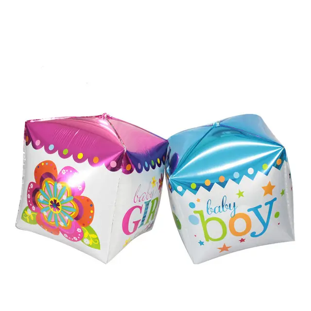 Lucky 50ピース/ロットCube Box Balloons Birthday Square Baby Boys/Girls Foil Balloons Lantern Party Decoration Globo Kids Classic Toys