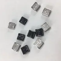 925 prata esterlina cz diamante micro pave contas quadrados
