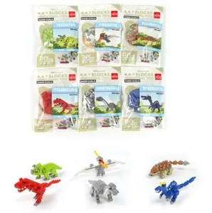 YIRUN micro block diy toy plastic ABS mini blocks educational toys kids 3D dinosaur model nano building blocks brick wholesale