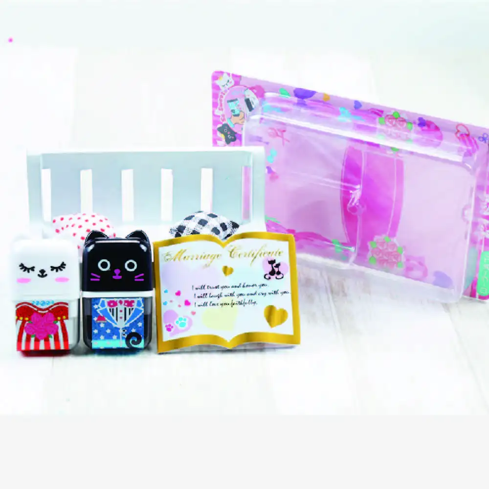 Conjunto de lápis escolar kawaii, material de papelaria fofo de animal do gato, de borracha, bonito e conveniente, material de papelaria