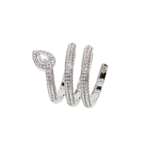 Micro Pave Cz <strong>Silver</strong> Plated Multi Wrap Women Finger <strong>Snake</strong> <strong>Ring</strong> - Product Image 2