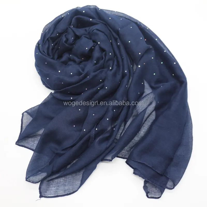 Woge design factroy gorgeous crystal moslem oblong evening shawl wraps ladys solid viscose glitter shimmer rhineston hijab scarf