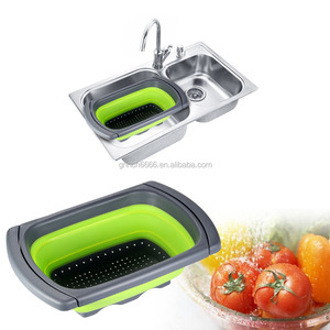 O filtro dobrável do <span class=keywords><strong>silicone</strong></span> do coador da cozinha do OEM expande a 24 "sobre a cesta do dissipador - Product Image 1