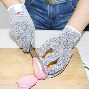 Guantes de muñeca tejidos HPPE de alto rendimiento CE Nivel 5 resistentes a cortes para trabajo en el patio al aire libre cocina y protección de manos certificado En388 - Product Image 4