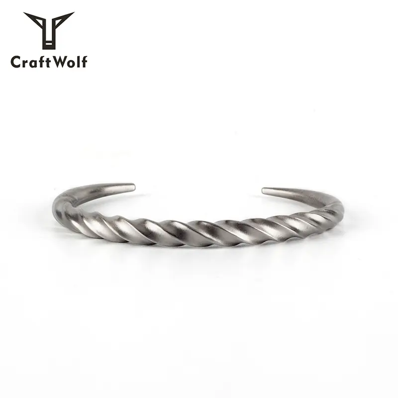 Craft Wolf fashion vintage Jewelry custom minimalist personalized Men Women Couple Twisted Stainless Steel Bracelet bangle