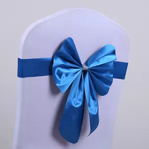 Inexpensive Navy Blue Satin Banquet Wedding Chair Sashes For Chair Cover