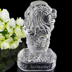 Wholesale Singapore souvenir Crystal merlion glass Merlion trophy for Crystal ornaments gifts