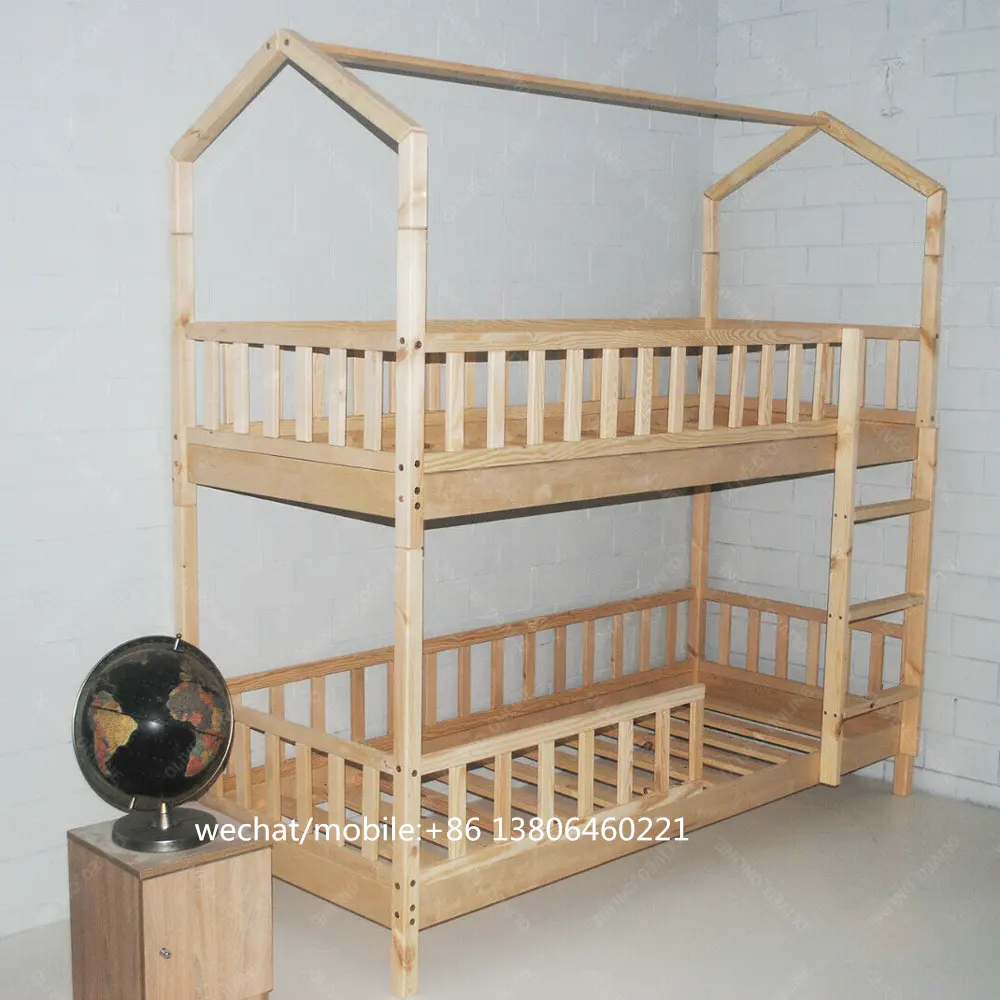 SG-LL166 wood safety barriers Children's house bunk bed for children cot bed