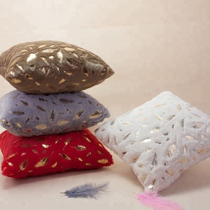 Cheersee Silver Golden Stamping White Fluffy Fur Pillow Outdoor Kids <strong>Cushion</strong> Cover Floor Shaggy Pillow <strong>Bench</strong> <strong>Cushion</strong> with Zipper - Product Image 1