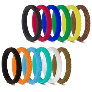 Safety BAP Free Silicone Women Ring Gift Ring Thin Stackable Rubber Engagement Band Wedding