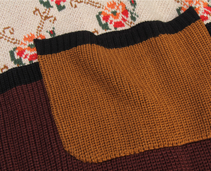 Chandail à col ras du cou en tricot jacquard à manches longues <span class=keywords><strong>chic</strong></span> rétro personnalisé pour femmes échantillon <span class=keywords><strong>de</strong></span> motif patchwork <span class=keywords><strong>de</strong></span> Noël d'hiver - Product Image 4