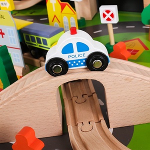 Table de train en bois pour enfants, jouet de train en bois pour la maternelle, 90 pièces, vente en gros, W04C009B - Product Image 5