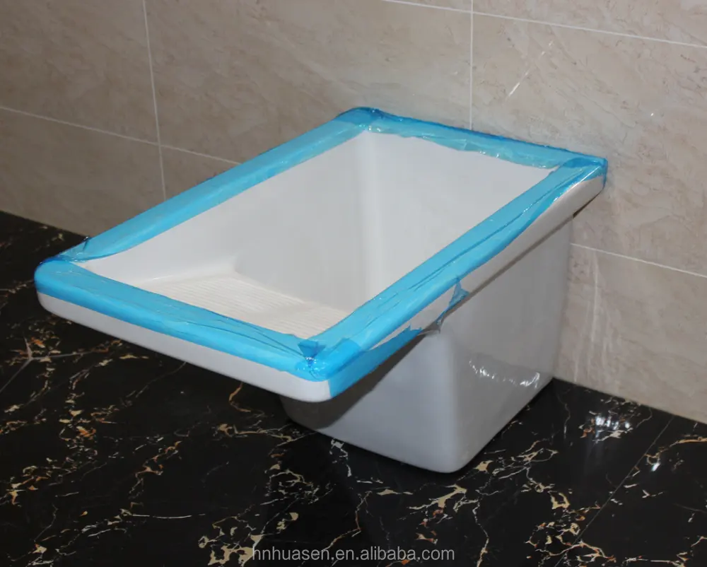 Lavabo de cerámica blanca para lavar ropa de baño, para España, HOW-01