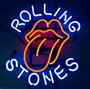 High-end custom store decoration logo display rolling stones neon sign