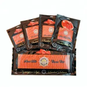 Trade assurance Smoked Salmon Packaging Vacuum Seal Pouch BagTuna fish Packing bag with slot Three side sealing Tuna fillets bag