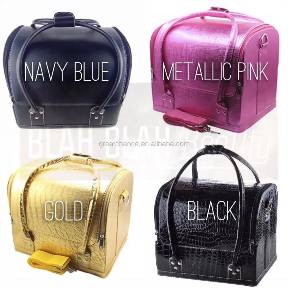 Professional Large Faux Leather Beauty Cosmetic Makeup Vanity Case Nail Art Box XY-1014