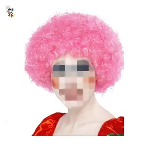 Cheap Light Pink Color Clown Short Afro Curly Synthetic Wigs HPC-1199