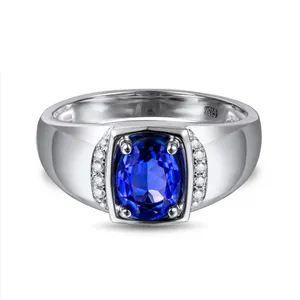 hot sale trendy fine ring 1.05ct natural gemstone blue tanzanite ring for women 18k gold jewelry