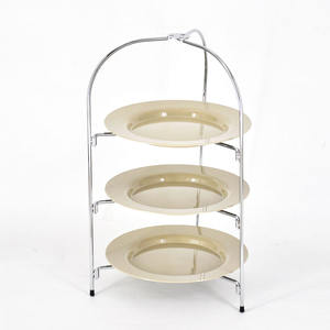 ถาดเสิร์ฟอะคริลิคกลมแบบพกพาลวดสีน้ำเงิน2ชั้น - Product Image 5